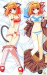  animal_ears bed blue_eyes blush bow bra breasts cat_ears cat_tail dakimakura fuyou_kaede lingerie lowres lying medium_breasts navel nishimata_aoi orange_hair panties panty_pull shuffle! shy side-tie_panties skirt skirt_pull tail thighhighs underwear 