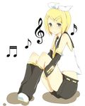  blonde_hair kagamine_rin mono_(recall) musical_note short_hair solo vocaloid 