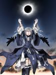  arms_up boots doll_joints dress eclipse hairband kakashichi knee_boots long_hair pink_eyes rozen_maiden silver_hair solar_eclipse solo suigintou wings 