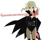  belt blonde_hair blush butterfly cape dominatrix fishnets gloves latex leather leotard maka_albarn mask shy soul_eater twintails 