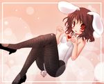  animal_ears brown_hair bunny_ears bunnysuit fishnet_pantyhose fishnets high_heels inaba_tewi pantyhose scarlet_(studioscr) shoes solo touhou 