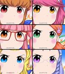  amemiya_sayaka anna_lindhurst blonde_hair blue_eyes brown_eyes brown_hair face fire glasses green_eyes gununu hair_ornament hairband hamu_agaki highres kanda_aoi kawai_honoka_(ouendan) meme minazuki_reika mole multiple_girls orange_hair osu!_tatakae!_ouendan pink_hair purple_eyes purple_hair shirosaki_rin 