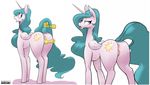  2014 anus butt cutie_mark disembodied_hand equine female feral friendship_is_magic fur hair hi_res horn long_hair mammal my_little_pony open_mouth plain_background princess_celestia_(mlp) purevil pussy tail_grab white_background white_fur winged_unicorn wings 