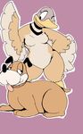  anthro avian bird breasts canine chubby collar dog duck duck_hunt duck_hunt_dog duck_hunt_duck feathers female looking_at_viewer looking_down mammal nintendo open_mouth shamelesss size_difference smile thick_thighs tongue tongue_out video_games voluptuous wide_hips 