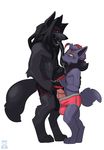 2014 anthro boxer_briefs canine clothing cock_tongue comparing drooling duo games gay korichi leash long_tongue male mammal nintendo nipple_piercing nipples piercing pok&eacute;mon precum saliva simple_background size_difference tongue underwear video_games wolf zeph_boone zorua 