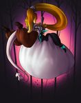  abdominal_bulge big_belly blonde_hair bulge duo female hair human humanoid hyper hyper_belly imp inflation long_hair mammal midna nude red_eyes spade_tail the_legend_of_zelda thehungrysuccubus twilight_princess video_games vore yellow_sclera 