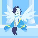  animal_genitalia balls equine friendship_is_magic green_eyes horsecock hoverrover looking_at_viewer male mammal my_little_pony pegasus penis presenting soarin_(mlp) solo wings wonderbolts_(mlp) 