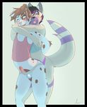  2014 anixis anthro black_hair blue_eyes blush brown_fur brown_hair bulge canine clothing dalmatian dog duo embrace erection fur gay girly hair half-closed_eyes hug humanoid_penis jockstrap looking_at_viewer male mammal open_mouth panties penis plain_background poking_out purple_fur purple_hair shirt small_penis smile spots standing tank_top tight_clothing tongue tongue_out translucent transparent_clothing two_tone_hair underwear white_background white_fur wide_hips wolf 