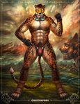  abs anthro biceps bulge cheetah cheetahpaws claws clothed clothing eyewear fangs feline fingerless_gloves fur gloves goggles hair half-dressed looking_at_viewer male mammal muscles nipples open_mouth pecs solo standing teeth thong toe_claws tongue topless 