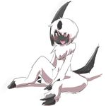  2013 absol ambiguous_gender blush claws feral fur furukara nintendo open_mouth plain_background pok&eacute;mon red_eyes solo video_games white_background white_fur 