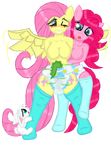  anthro blue_eyes blush breasts diaper duo earth_pony equine female fluttershy_(mlp) friendship_is_magic hair horse lagomorph mammal my_little_pony pegasus pink_hair pinkie_pie_(mlp) pony rabbit tentacles tongue tongue_out wings 