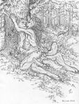  anthro bluari canine claws cowgirl_position detailed duo female forest greyscale knot line_art male mammal monochrome nature on_top outside paws penetration sex straddling straight tasteful tree vaginal were werewolf wild wolf 
