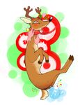  &lt;3 abstract_background antlers blush cervine christmas deer female holidays horn kaboozey leash mammal pussy_juice rubbing sweat target target_(store) tongue tongue_out 