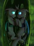  2014 blue_eyes blush changeling duo eye_contact fangs feral friendship_is_magic gay horn male my_little_pony smile wings xanthor 