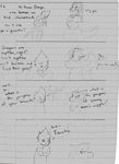  black_and_white comic dialogue dragon female hair human humor long_hair male mammal monochrome nipples notebook occidentalis plain_background scalie sketch 