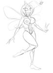  anthro arthropod breasts digital_drawing_(artwork) fan_character female hair insect insect_wings jrvanesbroek looking_up monochrome nipples open_mouth sketch solo tongue wasp wide_hips wings 