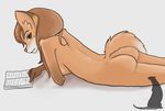  anthro book breasts butt canine colored female fox hair long_hair looking_at_viewer mammal nude plain_background reading regalweasel smile solo white_background 