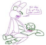  animatronic anthro bonnie_(fnaf) clothing english_text five_nights_at_freddy&#039;s hat human lagomorph looking_at_viewer machine male mammal mechanical mike_schmidt nervous on_top panties rabbit robot straddling text the_weaver underwear 