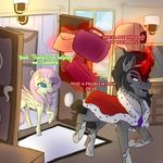  2014 armor black_hair blue_eyes cape crown cutie_mark dialogue duo english_text equine evehly female feral fluttershy_(mlp) friendship_is_magic fur grey_fur hair hooves horn king_sombra_(mlp) long_hair male mammal my_little_pony open_mouth pegasus pink_hair quadruped red_eyes slit_pupils text unicorn wings yellow_fur 