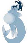  alpha_channel anthro blue_skin breasts fangs female fish hi_res human_feet marine mookierific nipples plain_background shark solo transparent_background vore 