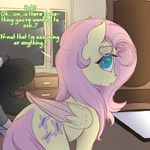  2014 armor black_hair blue_eyes cape crown cutie_mark dialogue duo english_text equine evehly female feral fluttershy_(mlp) friendship_is_magic fur grey_fur hair hooves king_sombra_(mlp) long_hair male mammal my_little_pony open_mouth pegasus pink_hair quadruped red_eyes slit_pupils text wings yellow_fur 
