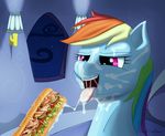  edit equine female food food_porn formal_gentleman friendship_is_magic hair mammal my_little_pony open_mouth pegasus pink_eyes rainbow_dash_(mlp) solo suggestive teeth tongue tongue_out wings 