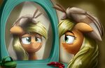  2014 applejack_(mlp) arthropod blonde_hair cute earth_pony equine female feral fluffy_the_bringer_of_darkness freckles friendship_is_magic hair horse insect mammal moth my_little_pony otakuap pony solo 