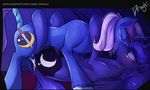  2014 azure_night blue_fur blue_hair blush cutie_mark dragk duo equine eyes_closed fan_character female feral friendship_is_magic fur hair horn kissing male mammal my_little_pony princess_luna_(mlp) scar sex straight unicorn winged_unicorn wings 