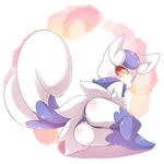  2013 anthro blue_fur blush butt female fur looking_at_viewer looking_back meowstic nintendo open_mouth pok&eacute;mon red_eyes solo video_games white_fur yellow_sclera youki 