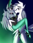 anthro avian beak bird birthmark blue_eyes blush breasts bunnysuit carrying cleavage clothed clothing collar duo feathers female glowing high_heels legacy_of_the_phoenix legwear male non-mammal_breasts nude phoenix purple_eyes silver stockings thelonecrow verra white_fire wings 
