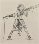  2014 anthro back bra butt chain clothed clothing ecmajor female hair ink-eyes loincloth magic_the_gathering mammal melee_weapon monochrome polearm rat rear_view rodent skimpy solo spear underwear weapon 