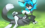  amber_eyes anthro big_breasts breasts feline female glowing glowing_nipples grass looking_at_viewer mammal nipples nude pose sitting solo thefuckingdevil 