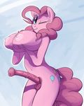  2014 animal_genitalia anthro anthrofied balls big_breasts breasts cutie_mark dickgirl dotkwa earth_pony equine friendship_is_magic hair horse horsecock huge_breasts intersex long_penis looking_at_viewer mammal my_little_pony navel nipples nude one_eye_closed penis pinkie_pie_(mlp) pony small_balls smile solo vein 