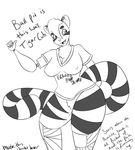  animatronic cleavage clothed clothing english_text fan_character feline female five_nights_at_freddy&#039;s machine mammal mechanical monochrome robot solo text thick_thighs tiger wide_hips 