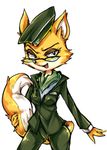  anthro canine eyewear female fox glasses hat looking_at_viewer lt._fox_vixen mammal military_uniform rusipel smile squirrel_and_hedgehog uniform 