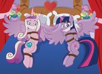  &lt;3 2014 bdsm bed bondage bound crown cutie_mark duo equine female feral flower friendship_is_magic gold hair horn looking_at_viewer lying mammal multicolored_hair my_little_pony pillow plant princess_cadance_(mlp) purple_eyes radiantrealm rope rope_bondage twilight_sparkle_(mlp) wing_boner winged_unicorn wings 