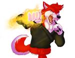  2014 action_pose angry anthro canine claws clothed clothing fire_punch fur hair ifus male mammal open_mouth punch solo teeth tongue wolf 