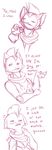  anthro anthrofied beelzemon_(artist) blush bust_portrait comic denial dialogue digital_drawing_(artwork) embarrassed english_text fan_character ga&euml;l_the_scrafty gay looking_at_viewer male mohawk monochrome nintendo pointing pok&eacute;mon scrafty sketch solo text video_games 
