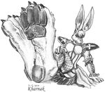  2014 anthro burlesque corset crossdressing fishnet garter_belt hare hindpaw jackrabbit kharnak lagomorph looking_at_viewer male mammal monochrome paws pencil perspective rabbit skirt 