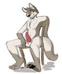  animal_genitalia anthro balls canine canine_penis chair erection knot male mammal penis permavermin sitting solo 