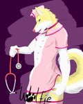  2014 anthro blue_eyes bluwolfie canine dog fur hat husky legwear male mammal nurse nurse_uniform solo uniform 