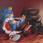  anal anal_fingering anal_penetration blush cape crown cum cum_in_mouth cum_inside dildo duo fingering gay gloves male open_mouth oral penetration penis sega sex sex_toy shadow_the_hedgehog shoes soina sonic_(series) sonic_the_hedgehog 