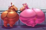  amy_rose anthro anus big_butt butt duo female kazecat morbidly_obese nude overweight pussy rouge_the_bat sega sonic_(series) 
