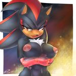  2014 anthro areola big_breasts breasts crossgender erect_nipples female hedgehog mammal nipples sega shadow_the_hedgehog solo sonia_(artist) sonic_(series) 