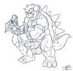  anthro balls bowser canine clothing erection fox fox_mccloud gay huge_penis imminent_rape male mammal mario_bros monochrome nintendo nude open_mouth penis plain_background reptile scalie shell spikes star_fox teeth uncut video_games wolfblade 