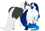  blue_eyes blue_hair blue_lips cutie_mark duo equine female feral fur hair hooves horse jade-sapphire lips long_hair looking_at_viewer makeup mammal smile standing tongue walter_sache white_fur 