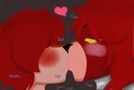  &lt;3 animatronic anthro blush brown_eyes color comic cute dark_background digital_media_(artwork) discordmelody female five_nights_at_freddy&#039;s foxy_(fnaf) freckles hair headshot_portrait jasmine_ivory kissing machine male mammal mechanical metal portrait profile red_hair robot rodent security side_view squirrel yellow_eyes 