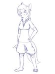  4_toes acethebigbadwolf anthro canine clothing female fur jewelry kiera mammal piercing ponytail shirt shorts sketch smile standing toes wolf 