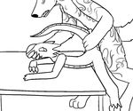  aliasing anthro duo female flat_chested from_behind fur gnoll hyena interspecies kobold lolori male mammal nude penetration reptile scalie seeker sex size_difference smile straight tail_grab tattos teeth trout_(artist) vaginal 