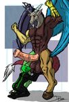  animal_genitalia ball_fondling balls discord_(mlp) draconequus duo friendship_is_magic gay horsecock iudicium86 male muscles my_little_pony penis reptile scalie size_difference snake wings 